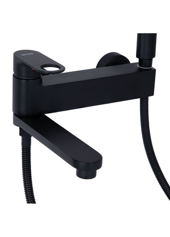 Смеситель для ванны Jay с поворотным изливом (c душевым гарнитуром) QTJAY260BLM45548 Black Matt Qtap 260 (341326496)