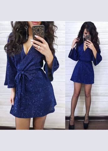 Синя святковий, вечірня сяюча сукня міні Vakko однотонна