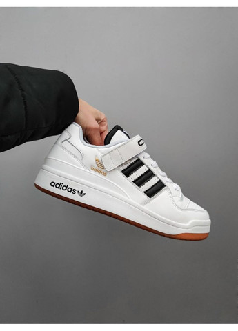 Черные демисезонные кроссовки мужские adidas forum refined white black адидас форум No Brand