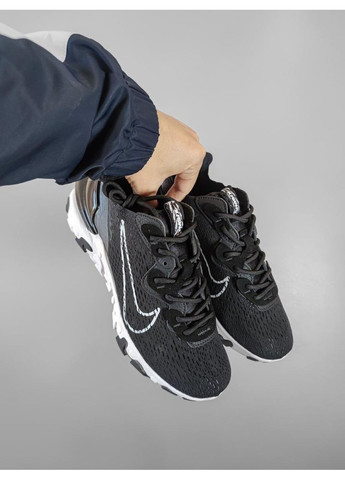 Черные демисезонные кроссовки мужские nike react vector black / white найк реакт висион No Brand