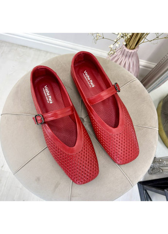 Жіночі балетки жіночі шкіряні з перфорацією. колір червоний. 39 розмір Vasha para | червоні (353828488)