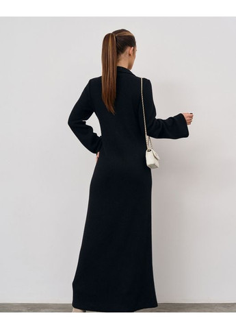 Чорна повсякденний, кежуал довга сукня з v-подібною горловиною силуетна ISSA PLUS однотонна