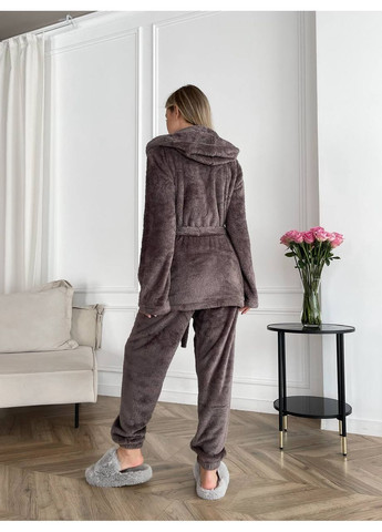 Домашний костюм тройка махра двусторонняя, топ, халат и штаны Україна (364814421)