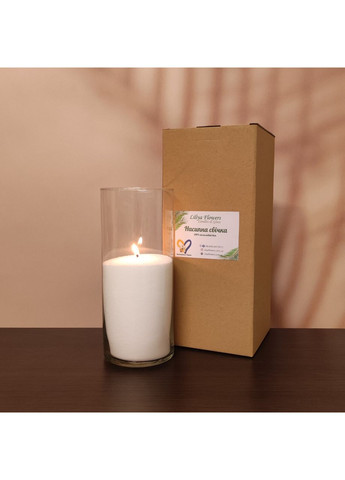 Насипна свічка біла, h 26 см, Діаметр 11 см, з пальмового воску Liliya Flowers (366026716)
