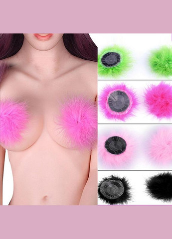 Комбінований наклейки на груди пухнасті pesties furs стікіні пестіси з пухом 1 пара No Brand