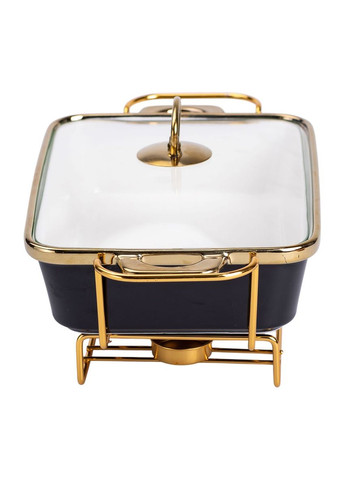 Мармітниця порцелянова прямокутна 1.5 л з підставкою та скляною кришкою, Yiwu (361678361)