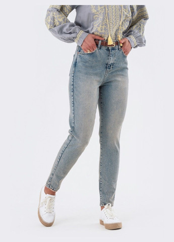 блакитні джинси-мом із потертостями Dressa - (287340364)