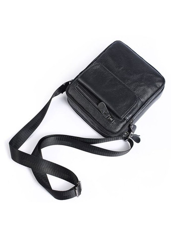 Сумка чоловіча через плече шкіряна зерниста 14704 Чорна Vintage (302007991)