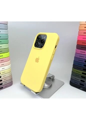 Чехол на iPhone 14 PRO с микрофиброй силиконовый для айфона 14 ПРО Bright Yellow Silicone Case (369137410)