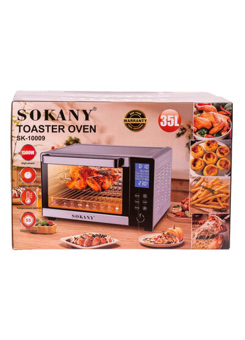 Духовка електрична настільна SK-10009 об'ємом 35 літрів з таймером, білий Sokany (328603129)