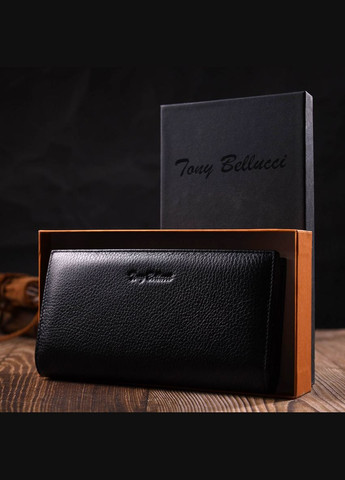 Практичный женский клатч с блоком для кредитных карт из натуральной кожи 22033 Черный Tony Bellucci (331911046)