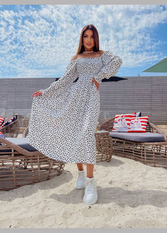 Белое пляжное, повседневный, кэжуал, вечернее женское платье FINO Mode с цветочным принтом