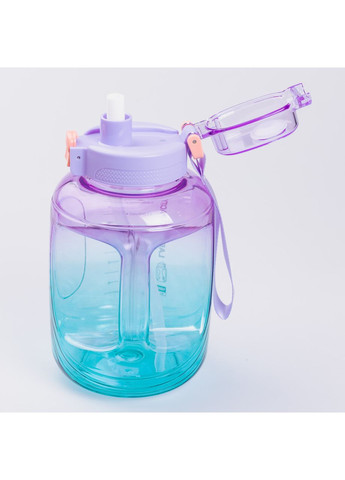 Пляшка для води спортивна 1,6 л пластикова з трубочкою з ремінцем 22 см Фіолетова HP-14-35V Jooki (357205924)