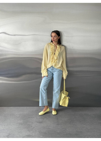 Жіночі шкіряні балетки | жовті натуральна шкіра (369607924)