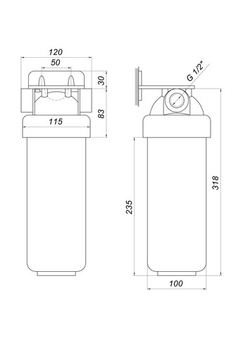 Фильтр-колба 2-х комп. БЕЗ картриджа, БЕЗ коробки BSL2, 1/2″ OasisPro (333703886)