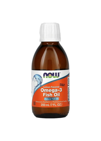 Риб'ячий жир з Омега3 Omega-3 Fish Oil зі смаком лимона 200 мл Now Foods (285217962)