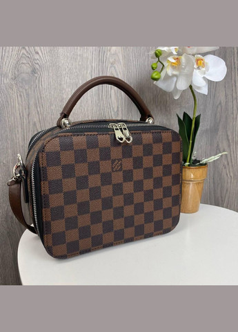 Мини сумка на плечо каркасная с металлической фурнитурой коричневая клетка (sku_1063КК) No Brand (330576458)