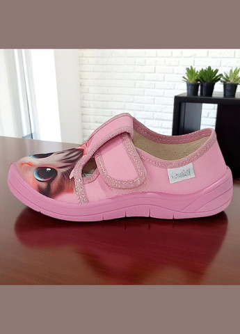 Розовые ортопедические закрытые тапочки для девочки в садик сменка на липучке валди Waldi