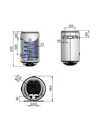 Водонагреватель электрический комбинированный вертикальный 80 л. т.о. 0,24 кв.м правый, мокрый ТЭН 2,0 кВт () Thermo Alliance CWH 8044 4S R