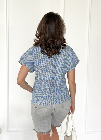 Голубая легкая женская блуза из натурального хлопка INNOE Блуза-футболка