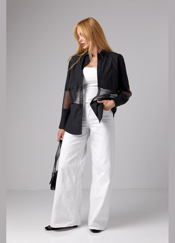 Подовжена жіноча сорочка з прозорими вставками Liton (296658558)