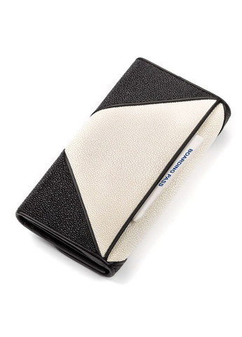 Жіночий гаманець із натуральної шкіри морського ската з 11 кишенями чорний Stingray Leather (352167596)