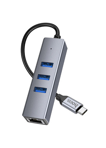 Перехідник HUB HB34 Easy link Type-C Gigabit network adapter (Type-C to USB3.0*3+RJ45) Hoco (293512559)