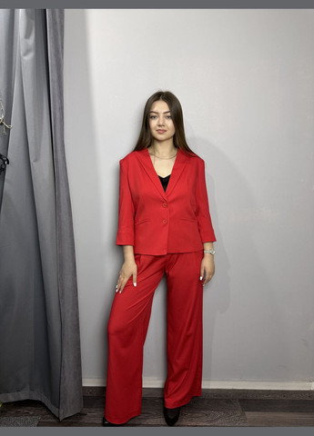 Женский костюм красный с брюками Фелон MKSN2351/23-04 44 Modna KAZKA (291762294)