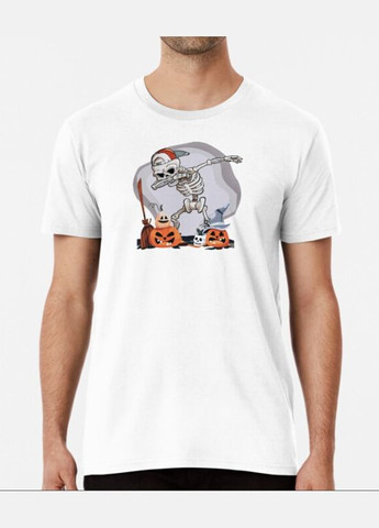 Белая мужская футболка с принтом скелет хэллоуин Stedman