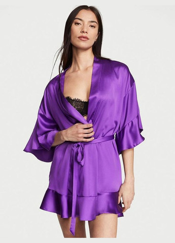Женский сатиновый халат Georgette Flounce M/L фиолетовый Victoria's Secret (282964900)