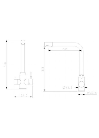 Змішувач для кухні під фільтр EKO4C01-GUNGREY Wezer (275335873)