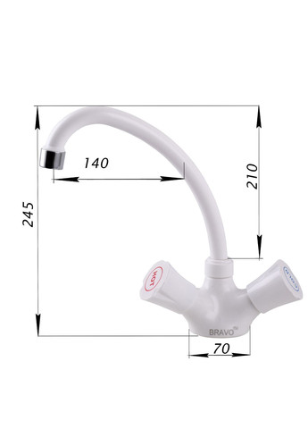 Змішувач для кухні B2-11-203 термостійкий ABS пластик, Bravo (335040892)