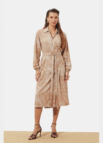 Бежевое повседневный платье ST-Seventeen однотонное