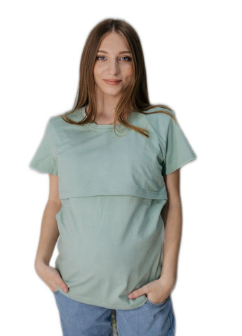 Оливковая всесезон футболка для беременных с секретом для кормления с коротким рукавом HN