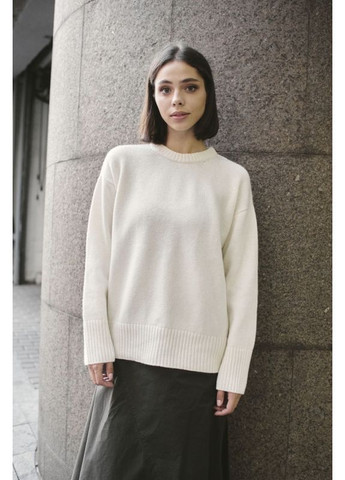 Белый теплый женский шерстяной свитер джемпер с круглой горловиной белый. You Best