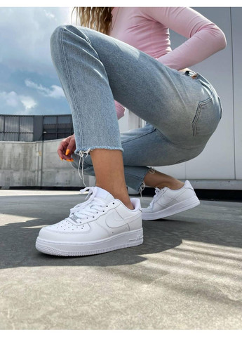 Білі Осінні кросівки чоловічі nike air force 1 classic white premium найк аір форс 1 преміум No Brand