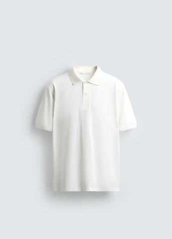 Молочная футболка-поло для мужчин Zara однотонная