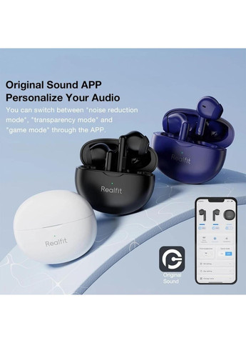 Навушники Realfit F2 Pro Bluetooth чорні з шумозаглушенням, 4 мікрофони, 360° HiFi, сенсорне керування, до 28 годин роботи China (351855035)