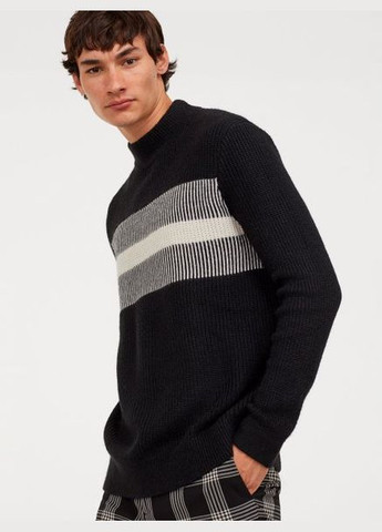 Чорний демісезонний свитер з м'якої пряжі для чоловіка 0935897-001 чорний H&M