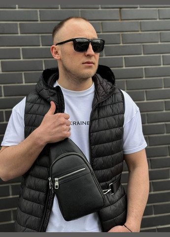 Кожаная сумка слинг через плечо черная Tiding Bag (302390956)