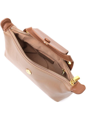 Идеальная женская сумка с интересным клапаном из натуральной кожи бежевая 22251 Vintage (329195506)