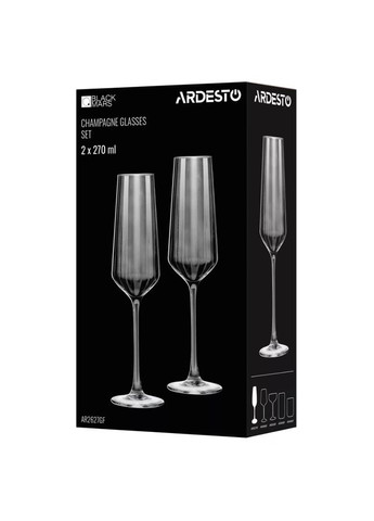 Набор бокалов для шампанского Ardesto Black Mars Alcor 270мл, 2шт, стекло, серый AR2627GF Stenson (368587829)