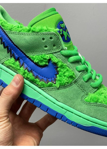 Серые демисезонные кроссовки мужские nike sb dunk x grateful dead bears green найк сб данк No Brand