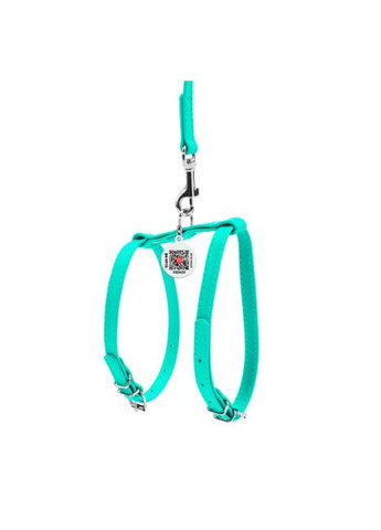 Шлея для собак -43 см ментолова (340013) WAUDOG Glamour з повідцем шкіряна Ш 12 мм А 25-33 см В 35 (366702705)