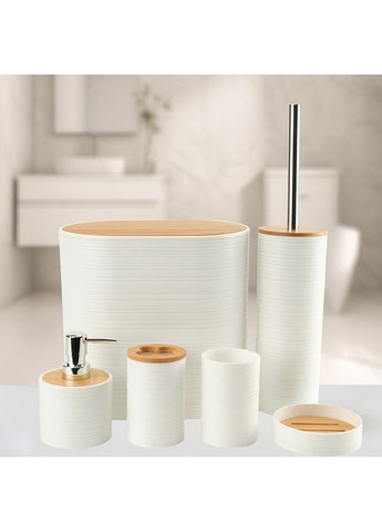 Набор аксессуаров 6в1 для ванной комнаты и душа, урна, дозатор для мыла, мыльница, стаканы, ершик No Brand (363044788)