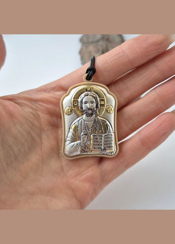 Автомобільна двостороння ікона ладанка Іісус Семистрільна Богородиця Срібло 925 проби Позолота No Brand (312539516)