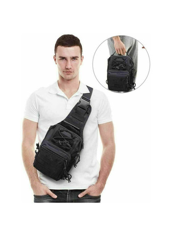 Мужская тактическая многофункциональная нагрудная сумка-слинг рюкзак через плечо с системой MOLLE из кордуры Black No Brand (363115041)