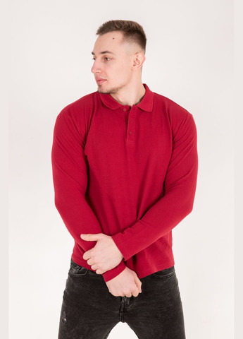 Бордовая рубашка поло мужская с длинным рукавом TvoePolo