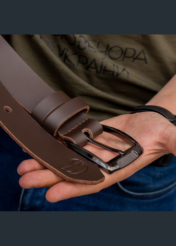 Ремінь шкіряний коричневий з чорною пряжкою SD Leather (357489777)