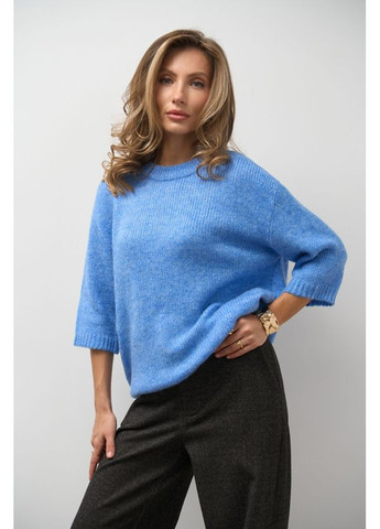 Блакитний демісезонний светр з коротким рукавом 2811 Bellise